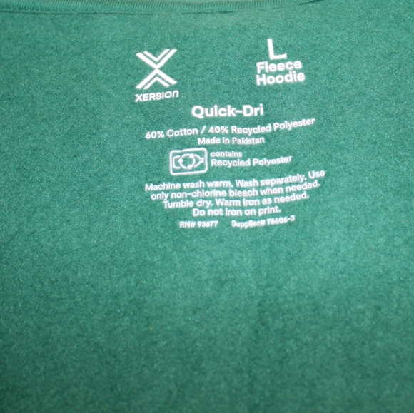 XERSION NWT MEN'S Large EVERGREEN CLASSIC FLEECE ZIP Up HOODIE QUICKDRI JACKET - Picture 7 of 11